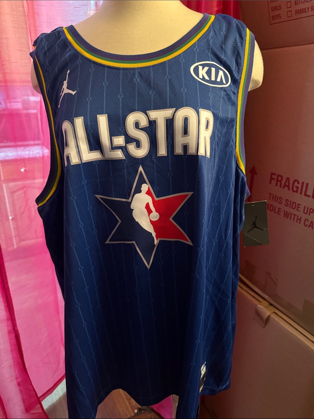 Jordan Navy Blue All-Star Basketball Jersey with Red & White Logo